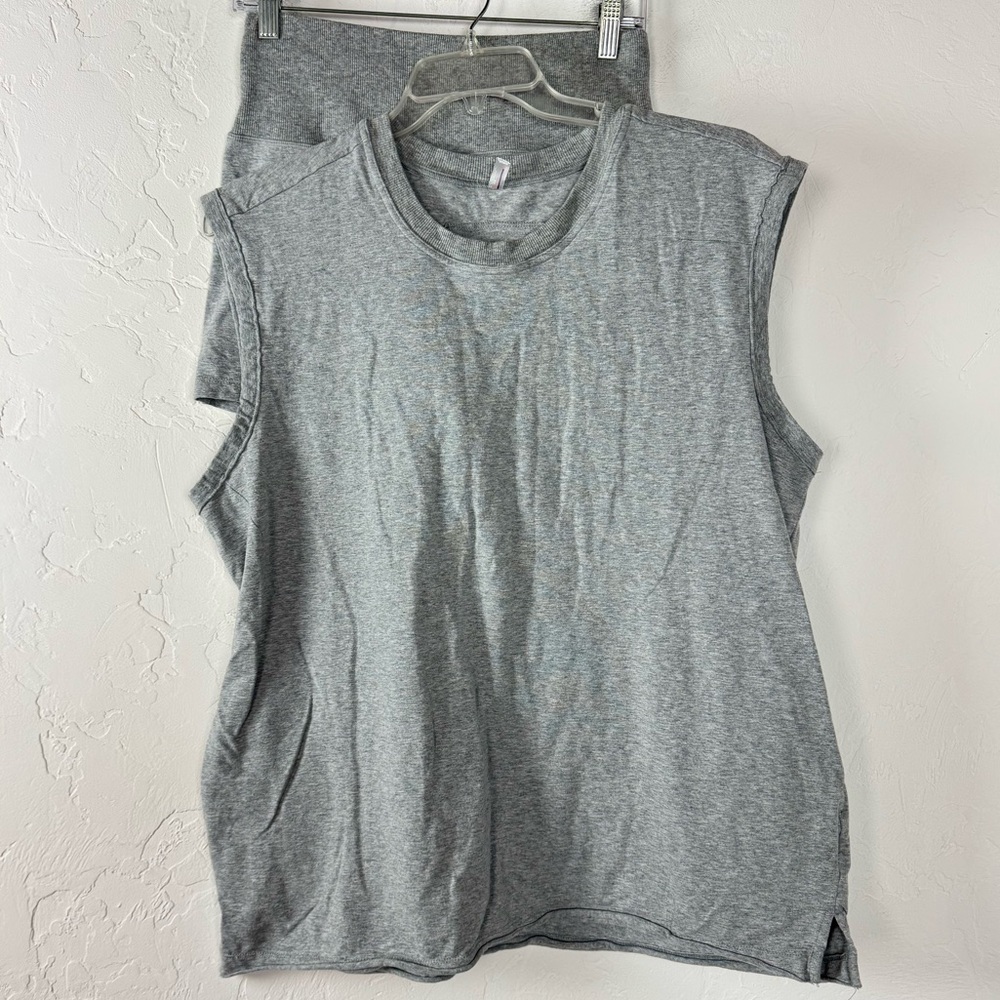Free People Gray Sleeveless Muscle Tank